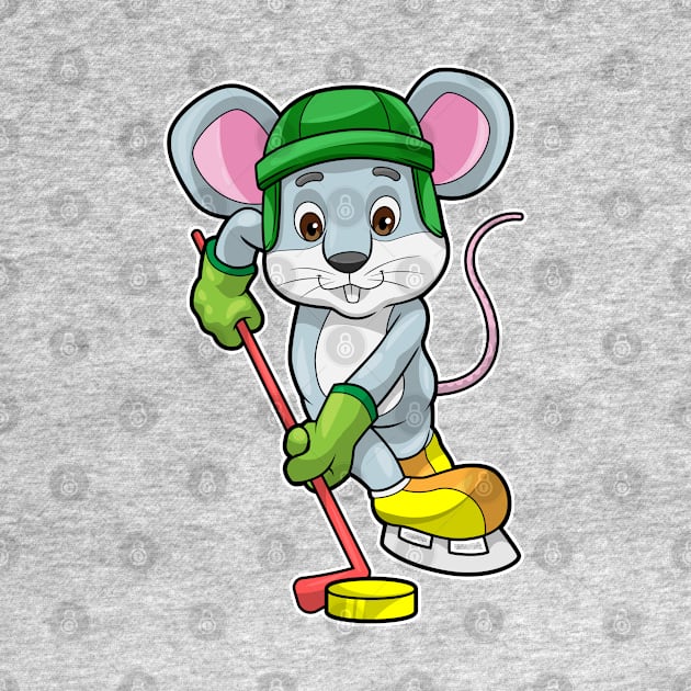 Mouse at Ice hockey with Ice hockey stick by Markus Schnabel